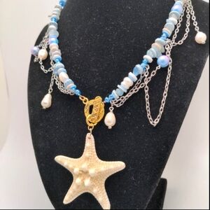 Genuine Baroque Pearl Aquamarine Necklace